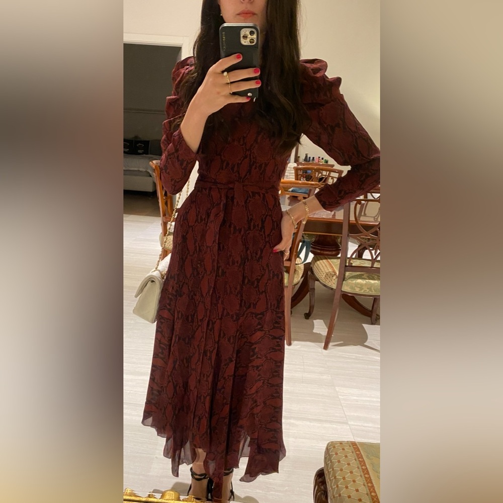 ALC Elegant Burgundy Midi Dress